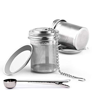 House Again Tea Ball Infuser & Cooking Infuser, Extra Fine Mesh Tea Infuser Threaded Connection (2 Pack with Scoop)
