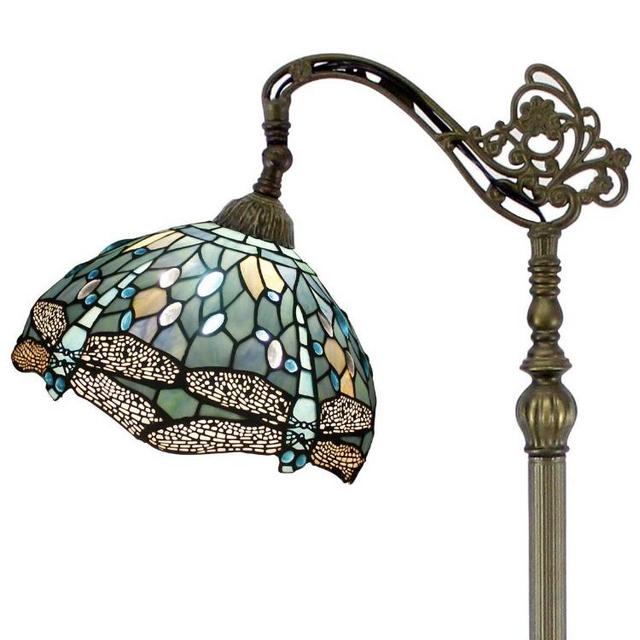 Stained Glass Floorlamp - Sea Blue Dragonfly