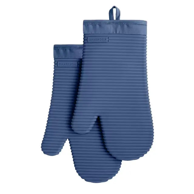 KitchenAid® Ribbed Silicone Oven Mitt in Blue Willow (Set of 2)