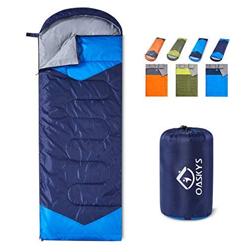 oaskys Camping Sleeping Bag - 3 Season Warm & Cool Weather - Summer, Spring, Fall, Lightweight, Waterproof for Adults & Kids - Camping Gear Equipment, Traveling, and Outdoors