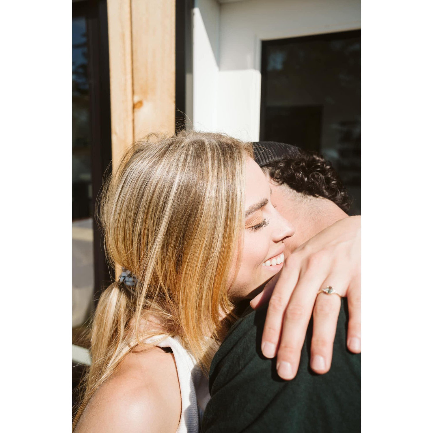 The morning after we got engaged, when only our family and close friends knew the news