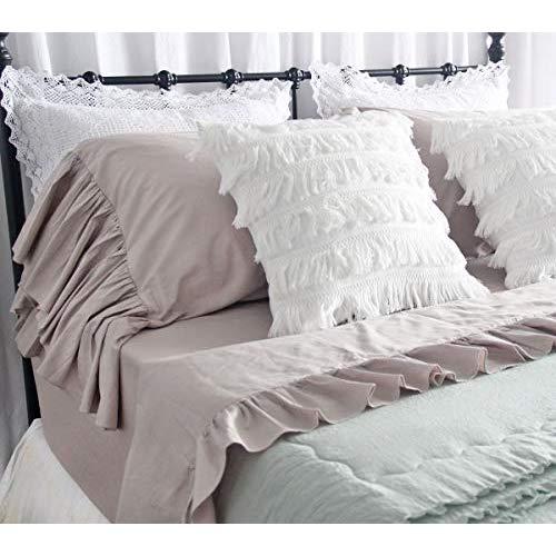Queen's House Vintage Bedding Set Taupe Bed Sheet Sets 4-Piece King Size-Style D