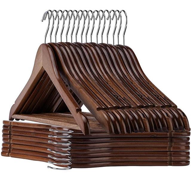 UINICOR Wooden Hangers -30 Pack- Clothes Hangers Slim Wood Hangers Coat Hangers for Closet,Clothes Hanger with Extra Smooth Finish,Precisely Cut Notches ,Hangers for Shirt Suit Dress,Walnut