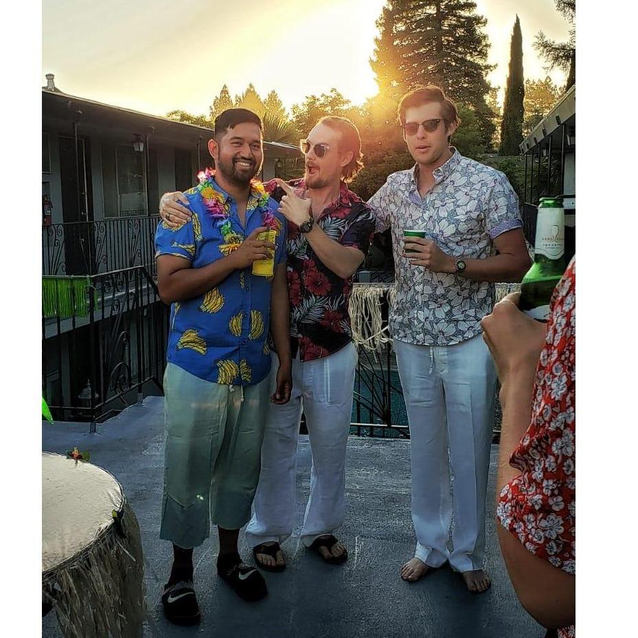 Drinks with apartment neighbors....Hawaiian Style..