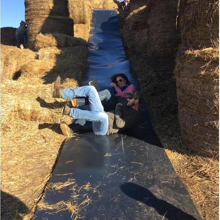 Just two big kids, enjoying the slides!