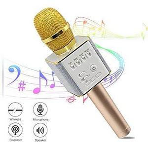 BONAOK Updated Wireless Karaoke Microphone Gift 3-in-1 Gold Microphone Portable Built-in Bluetooth Speaker