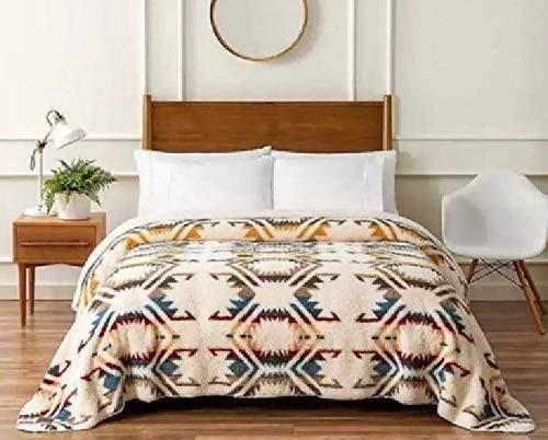 Pendleton Sherpa Fleece Reversible Blanket - King Size - Home Collection White Sands Multi Design - Inspired by New Mexico's White Sands National Park- Super Soft Blanket 112" by 92"
