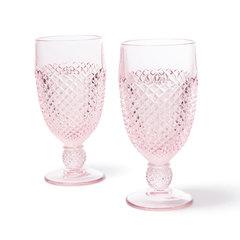 Pink Glass Goblet Set of 2
