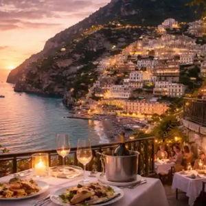 Amalfi coast romantic dinner
