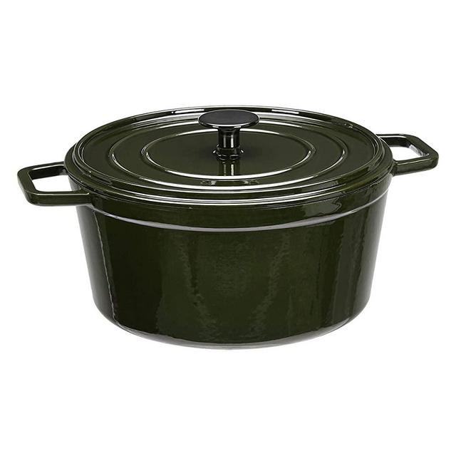 AmazonBasics Premium Enameled Cast Iron Dutch Oven, 5-Quart, Deep Hunter Green