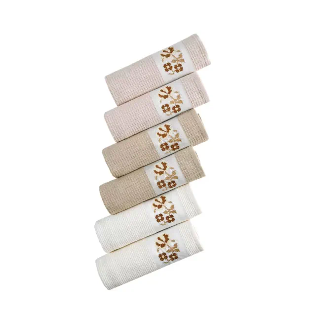 Kafthan Textile Taupe Floral Cotton Kitchen Towel Set