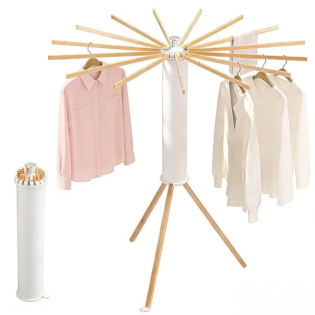 LVMIBVL Foldable Clothes Drying Rack, Portable Garment Drying Rack for Indoor Outdoor, Space Saving Laundry Drying Rack, Sturdy Clothing Air Dryer Hanger for Balcony Bedroom Laundry Room