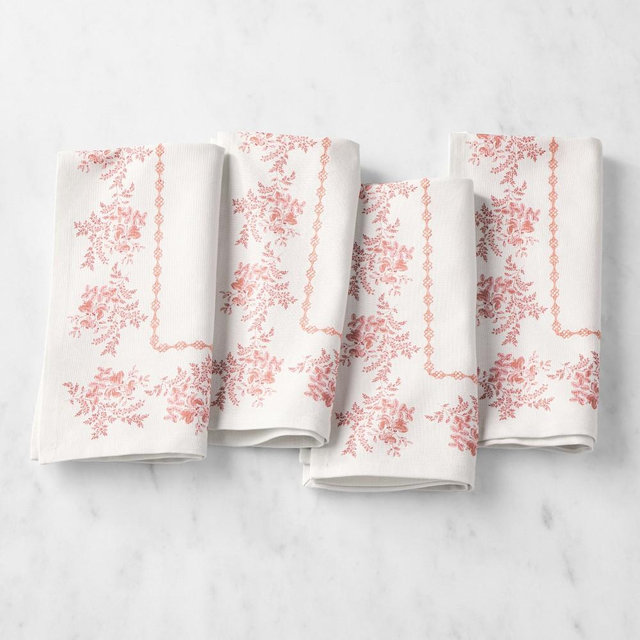 English Floral Napkins, Set of 4, Pink