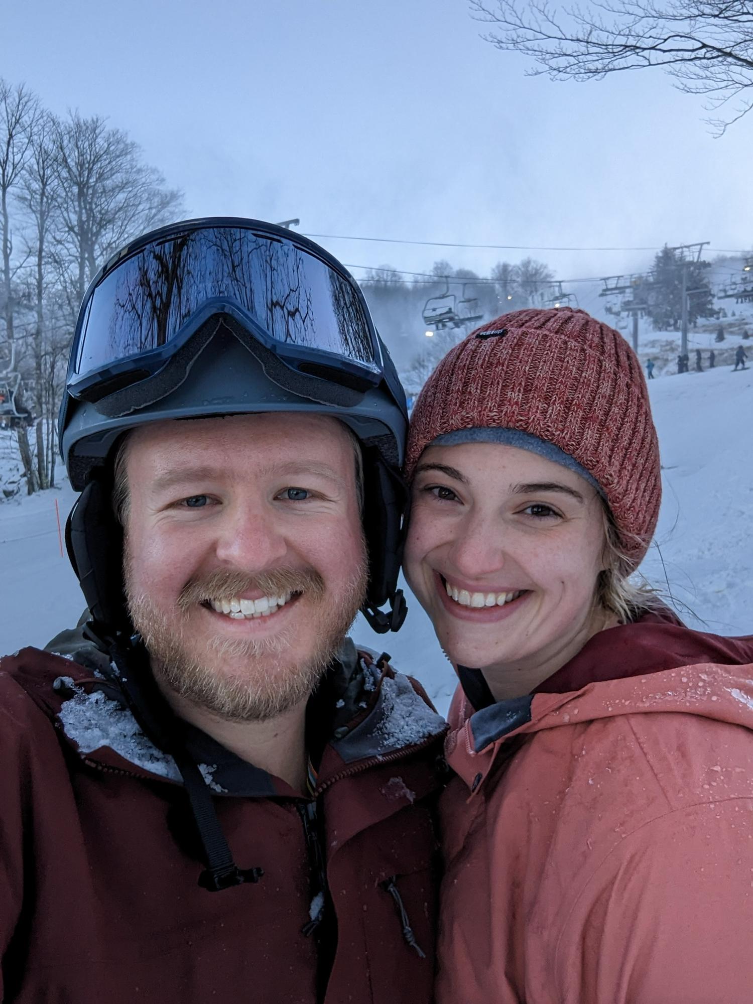 Taylor's first (possibly last?) time skiing. December 17, 2022.