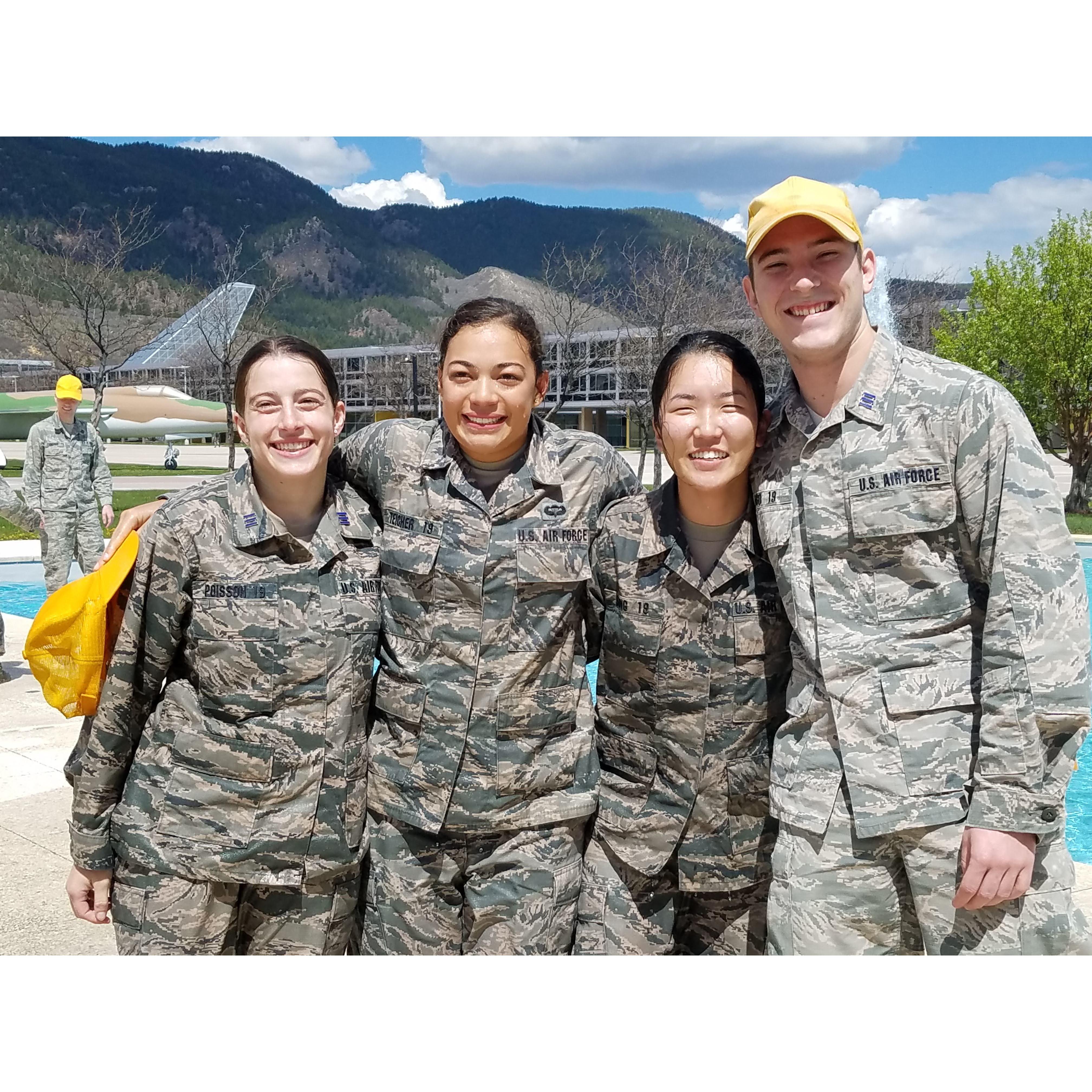 May 2019: Finals Week! On the day of your last final Senior Year, it is a USAFA tradition to jump into the fountains to celebrate that we've finally made it.