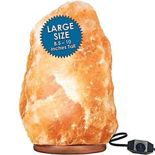 Large Himalayan Rock Salt Lamp Pink Salt Crystal Natural Authentic Hand Carved Decor Lighting Dimmable – 8.5-10 Inches Tall