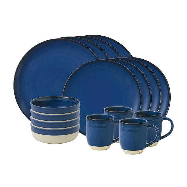 ED Ellen DeGeneresCrafted by Royal Doulton Brushed Glaze Cobalt 16-Piece Dinnerware Set