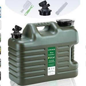 UPWOIGH 5 Gallon Water Jug, Camping Water Container, Truly No Leakage Water Storage with Spigot, Large Military Green Water Tank,BPA Free Portable Overlanding Gear for Outdoors,Hiking