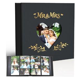 Barsone Linen Wedding Photo Album 4x6 with 400 Pockets(Large Capacity Customizable Memory Book, Custom Engraved Cover, Bridal Photo Album for Engagement, Gifts & Memory Keepsake)-White Inner Pages