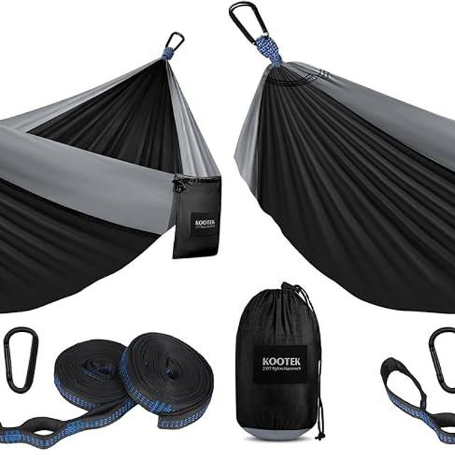 Kootek Camping Hammock, Portable Hammocks with Tree Straps & Attached Carry Bag, Camping Essentials Gear, Perfect for Outside Indoor Hiking Beach Backpack Travel