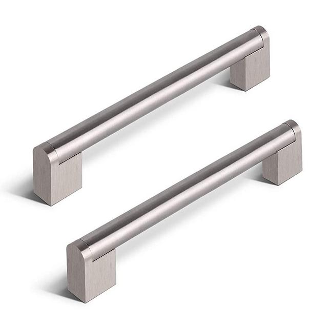 50 Pack Cabinet Handle Pulls 5" Hole Centers, Boss Bar Kitchen Cabinet Pulls Brushed Nickel Drawer Handles Stainless Steel Handle Pulls for Cabinets