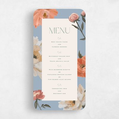 Blue Rounded Wedding Menu - Ashling