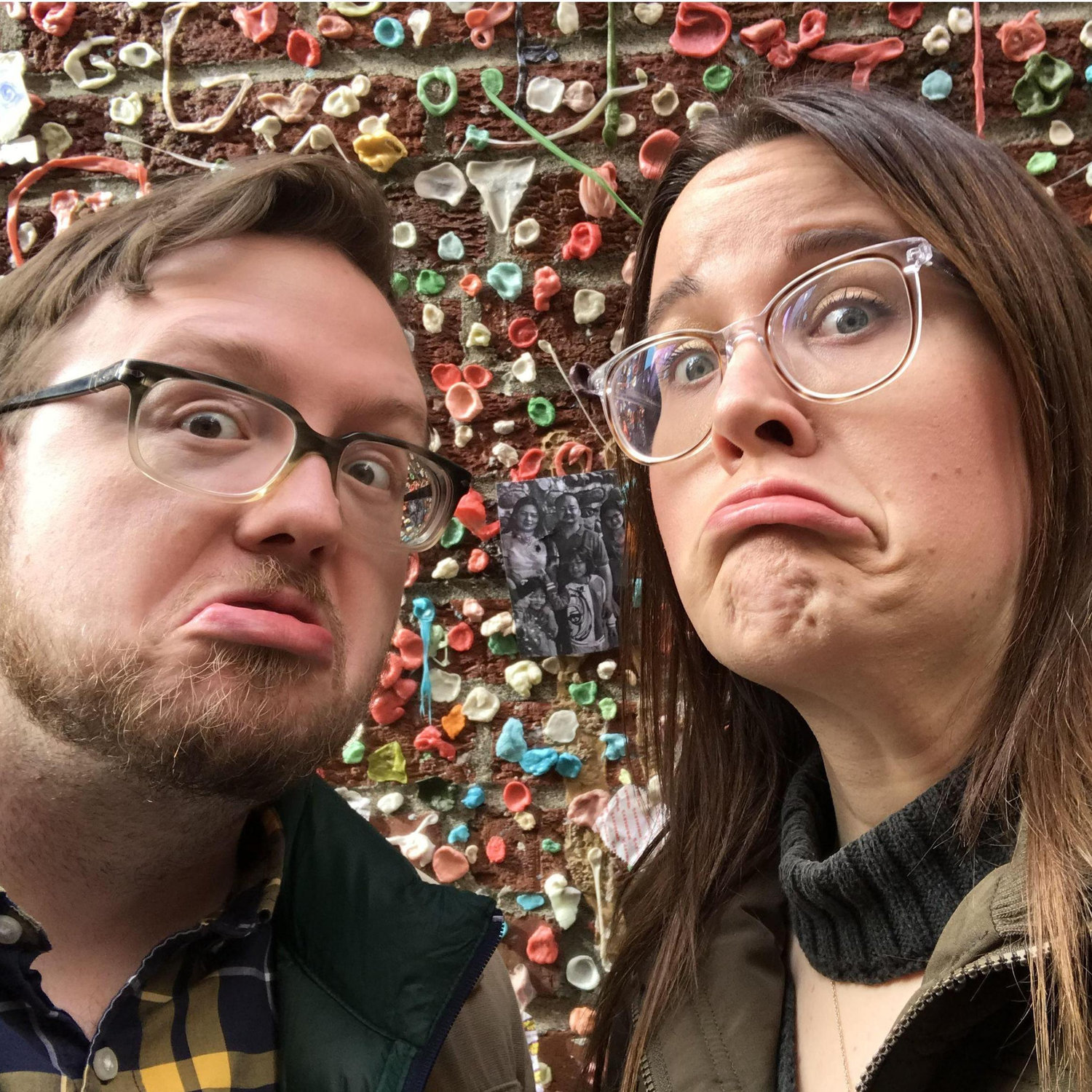 Grossed out by the infamous Gum Wall in Seatle, Washington.