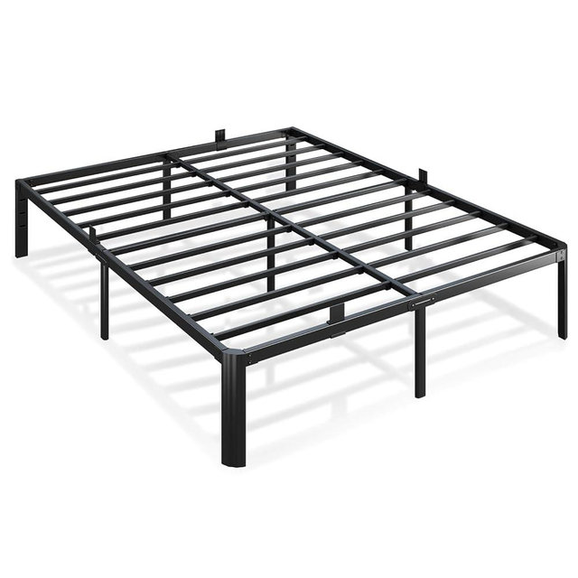 Metal Bed Frame Queen Size, 14 Inch 3500 lbs Heavy Duty Platform Bed Frames Steel Slats Noise Free No Box Spring Needed, Easy Assemble Sturdy Bedframe with Storage and Mattress Retainers