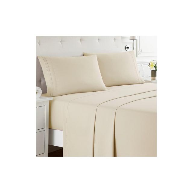 Nestl Double Brushed Microfiber Bed Sheet Set - Queen - Beige Cream