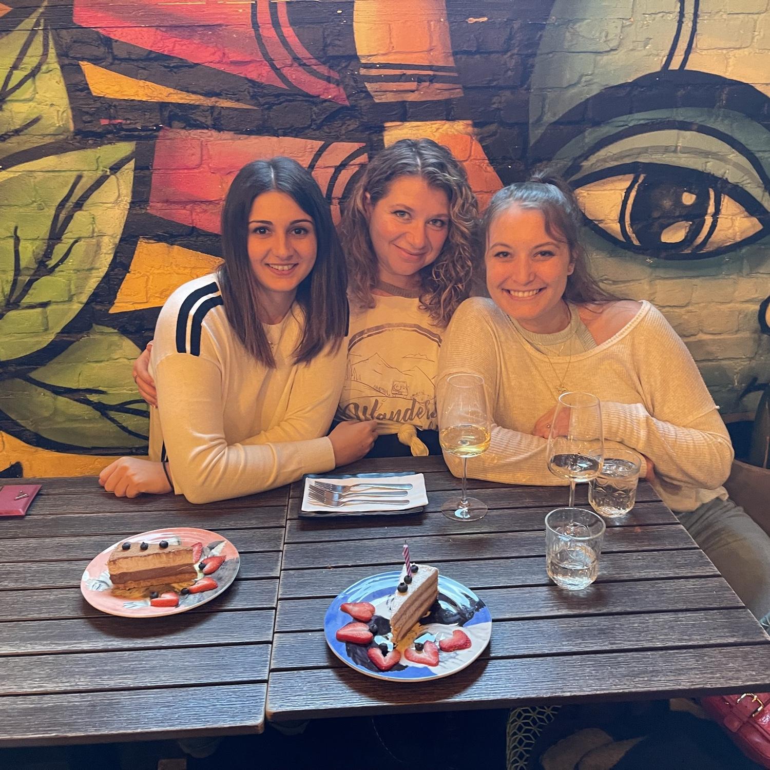 3/26/22.. A birthday brunch! Christina with her dear girlfriends, Olivia and Irina.