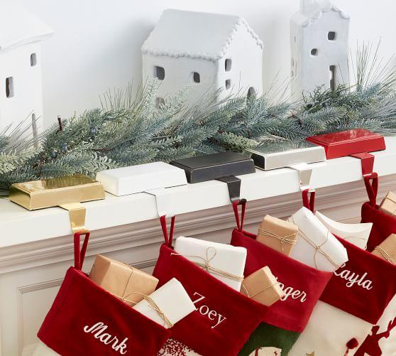 Simple Metal Stocking Holders - Brass