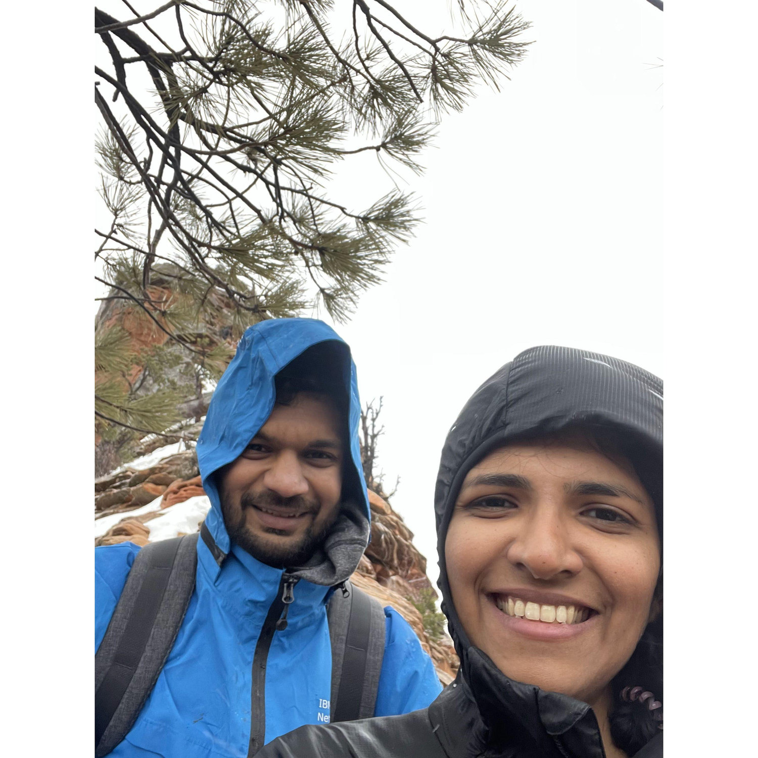 Going up the Angel's landing in a snowstorm!