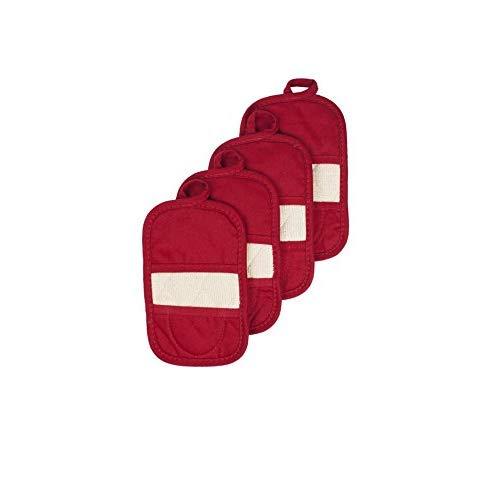 Ritz Royale Collection 100% Cotton Terry Cloth Mitz, Dual-Function Pot Holder/Oven Mitt Set, 4-Pack, Paprika Red