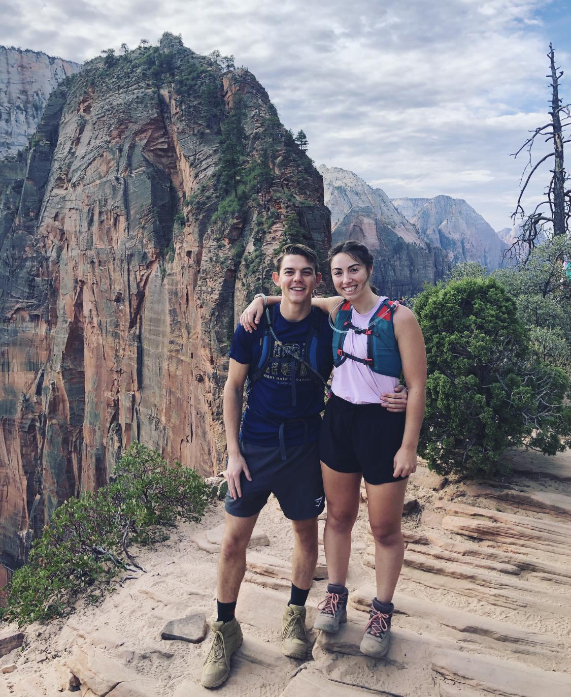 Hiking in Zion National Park after we had run a Half Marathon.