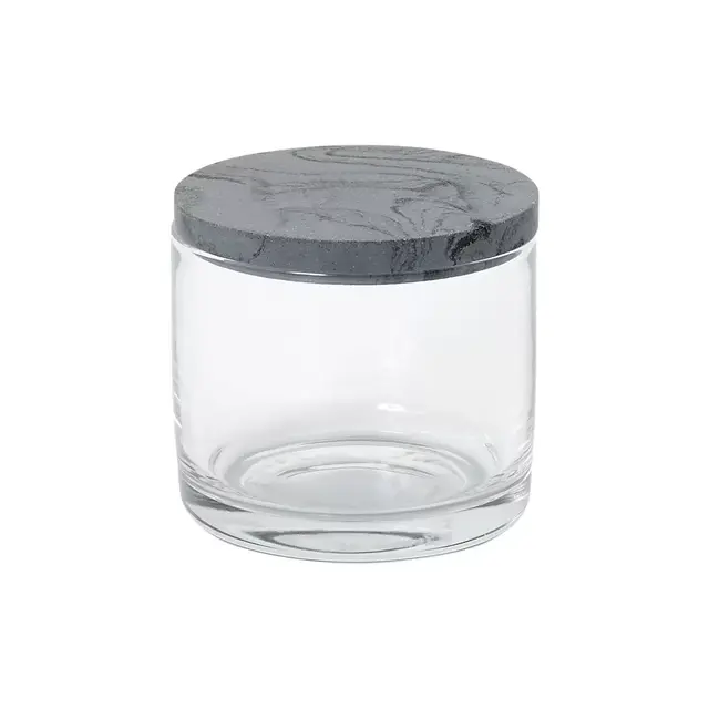 Studio 3B™ Marbleized Short Bath Jar with Lid in Black