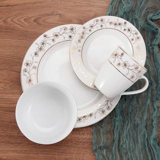 Metallic Floral Gold 32-Piece Dinnerware Set, Service for 8