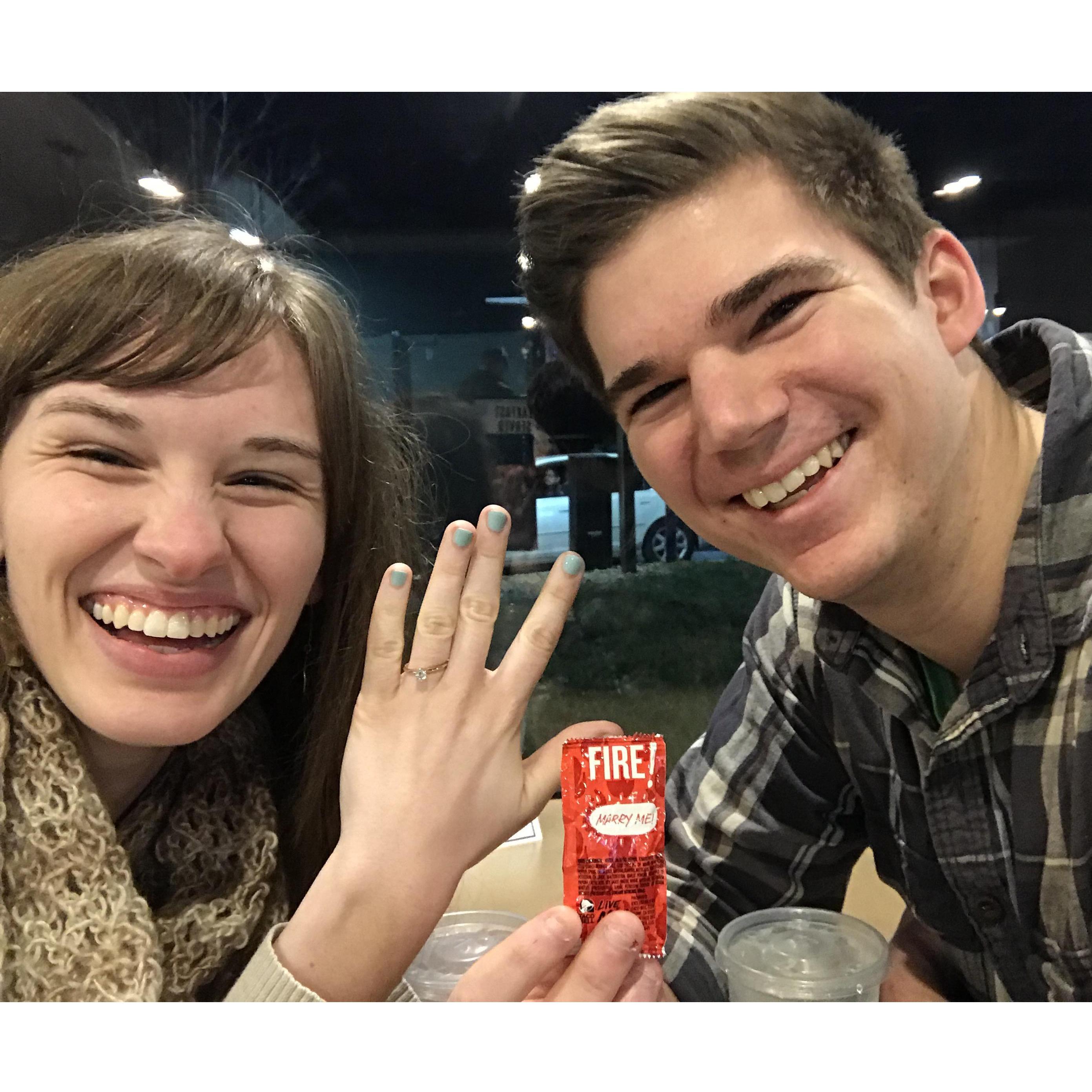 Disclaimer: Matt did not propose at Taco Bell.