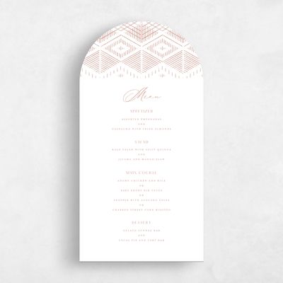 Brown Arch Wedding Menu - Wellington