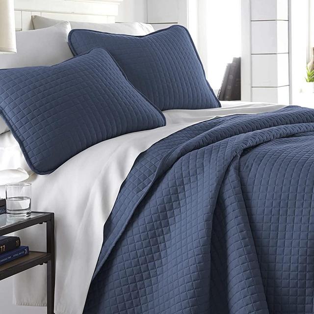 Southshore Fine Living, Inc. Quality Soft, Wrinkle & Fade Resistant Bedding Set, Oversized Quilt Cover Set with 1 Quilt Set and 2 Sham, 3 Pc, Dark Blue, Full/Queen