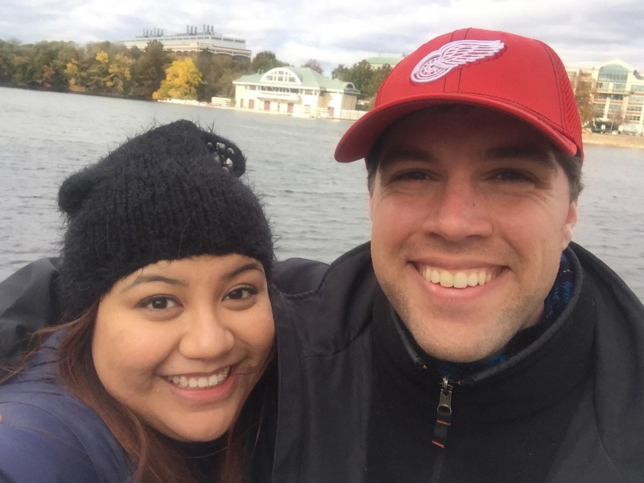 Krhystyne took Ryan on a visit to her alma mater, Boston University, where they walked along the Charles River.