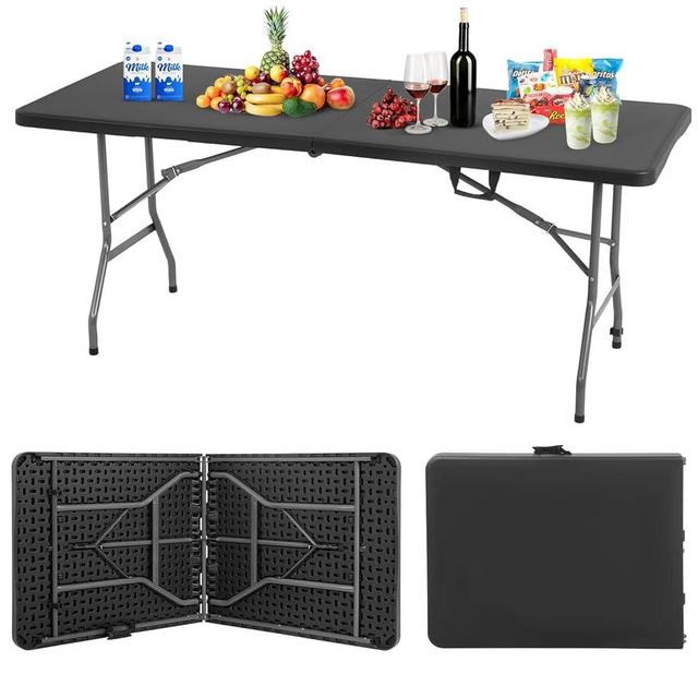 BestOffice Outdoor Folding Camping Table Plastic Table Portable Square Height Dining Table Perfect for Picnics,Parties,Party and Camping,Black