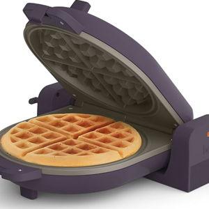 bella Flip-n-Store Waffle Maker, EverGood™ Ceramic Nonstick Coating, Fits-anywhere™ Kitchenware, Power Indicator Light & Touch Handle, 7” Wide & 1" Deep Plates, 1000 Watt, Plum