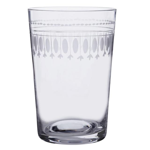 Six Hand-Engraved Crystal Tumblers With Ovals Design