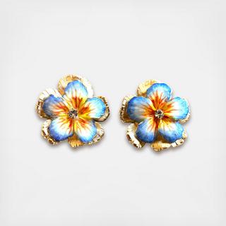 Hand Painted Ruffled Cornflower Studs