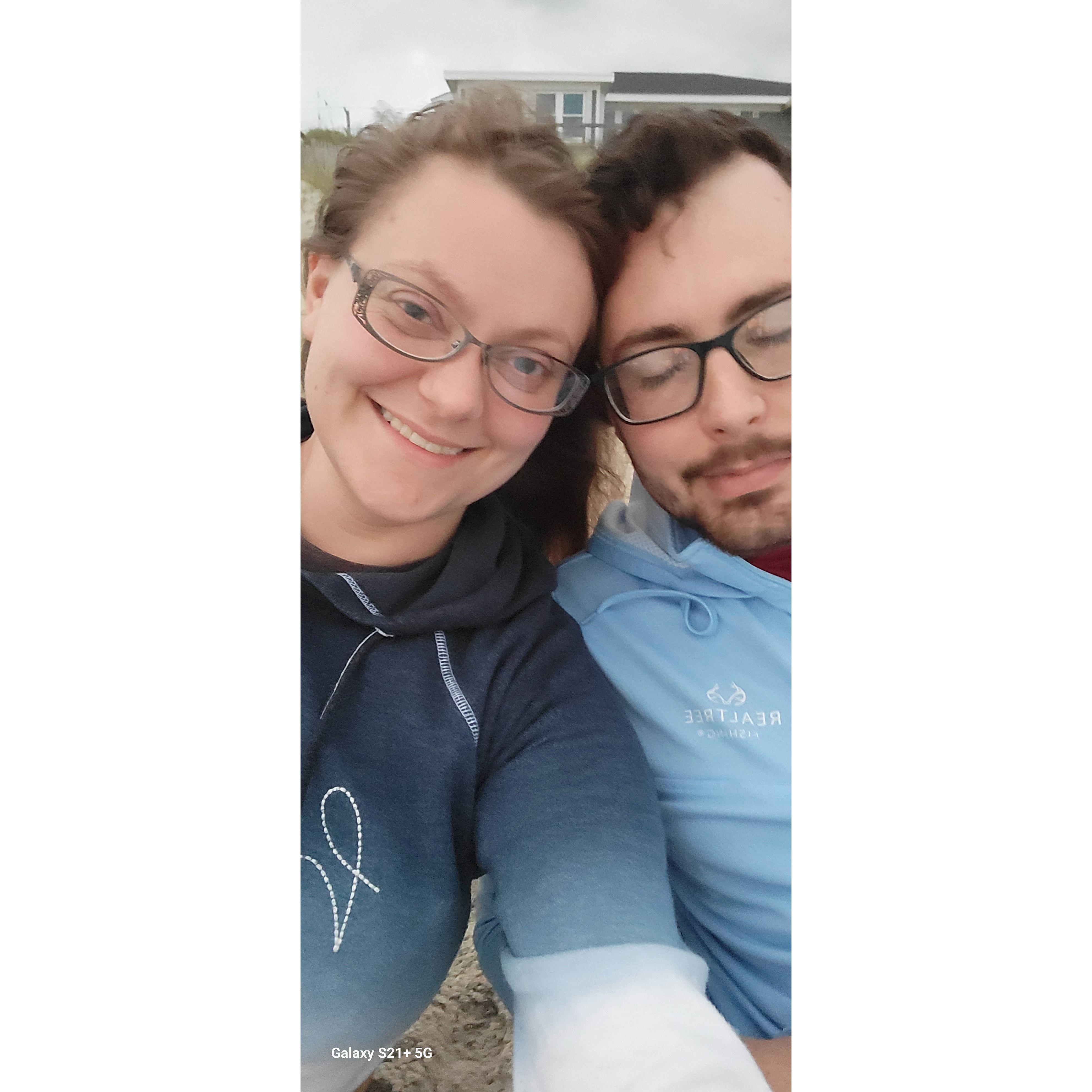 Watching the sunrise on the beach with my sunshine