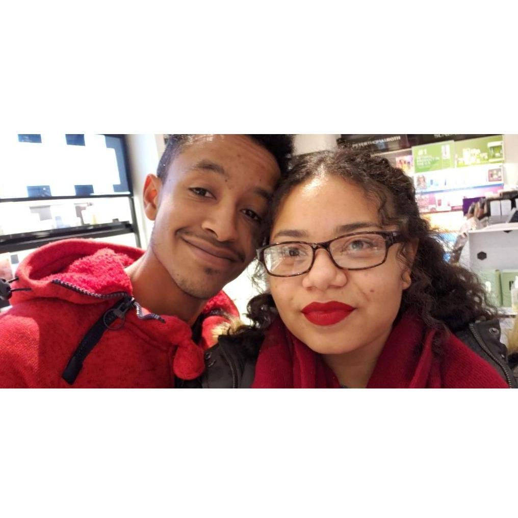 I tried that red lipstick in Sephora right before we took this picture during one of our first few dates!