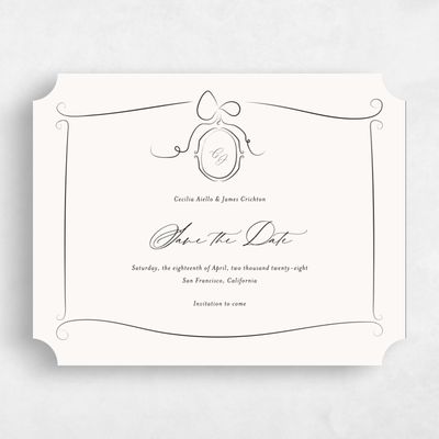 Beige Ticket Wedding Save the Date - Lucille Photo