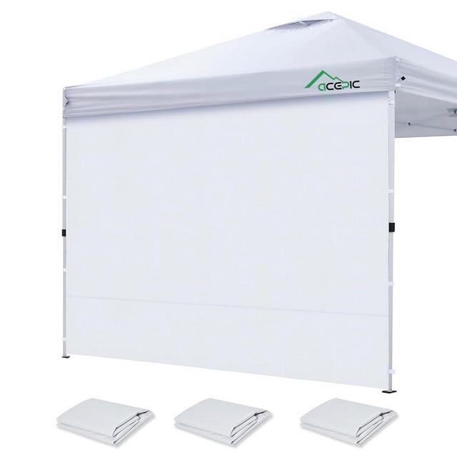 Acepic Instant Canopy Tent Sidewalls for 10x10 Pop Up Canopy 210D Waterproof,Zip Links，3PCS Sidewalls, White(3PCS Sidewall Only, Canopy Tent NOT Included)