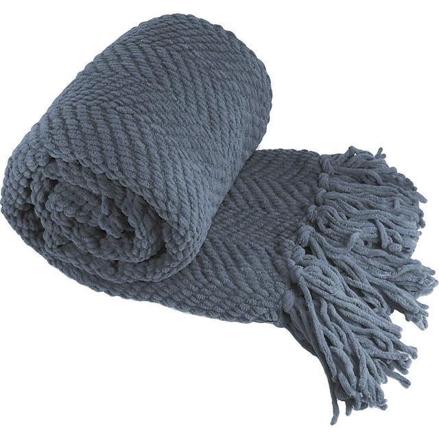 BNF Home - Home Soft Things Knitted Tweed Throw Blanket 60" x 80" Blue Wing Teal