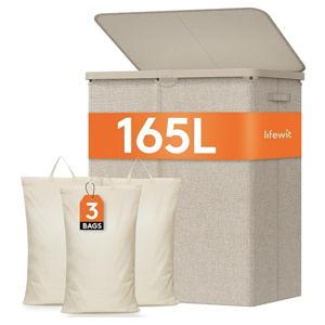 Lifewit 165L Laundry Basket with Lid, Beige